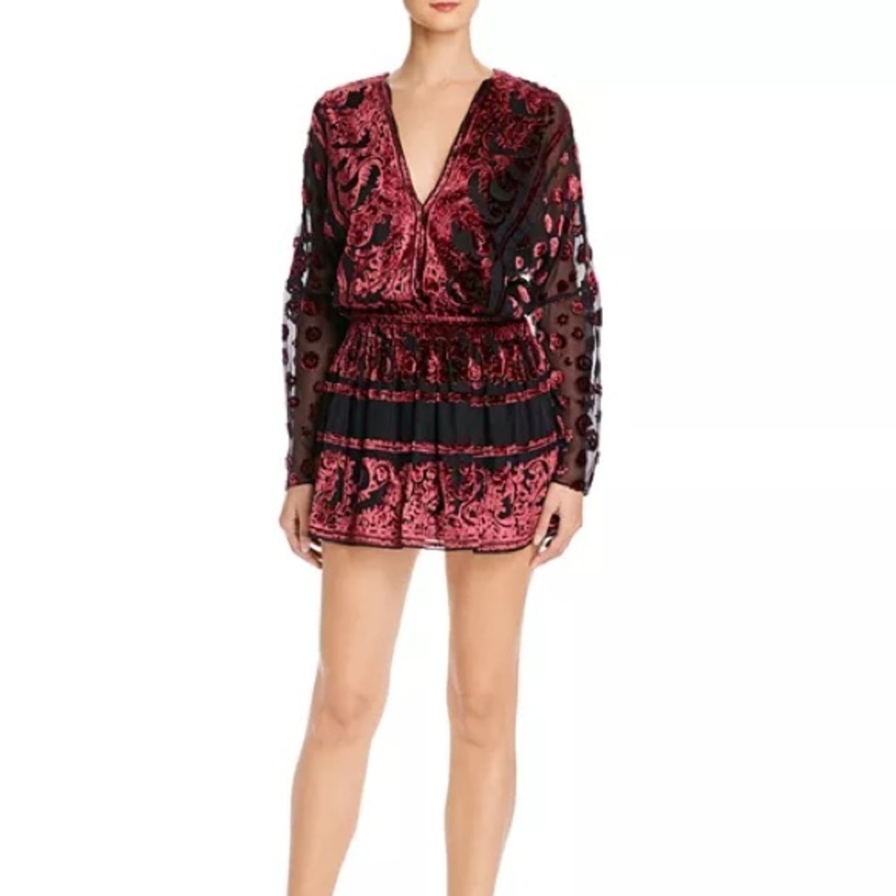 Ramy Brook Clarice Velvet-Burnout Mini Dress Small